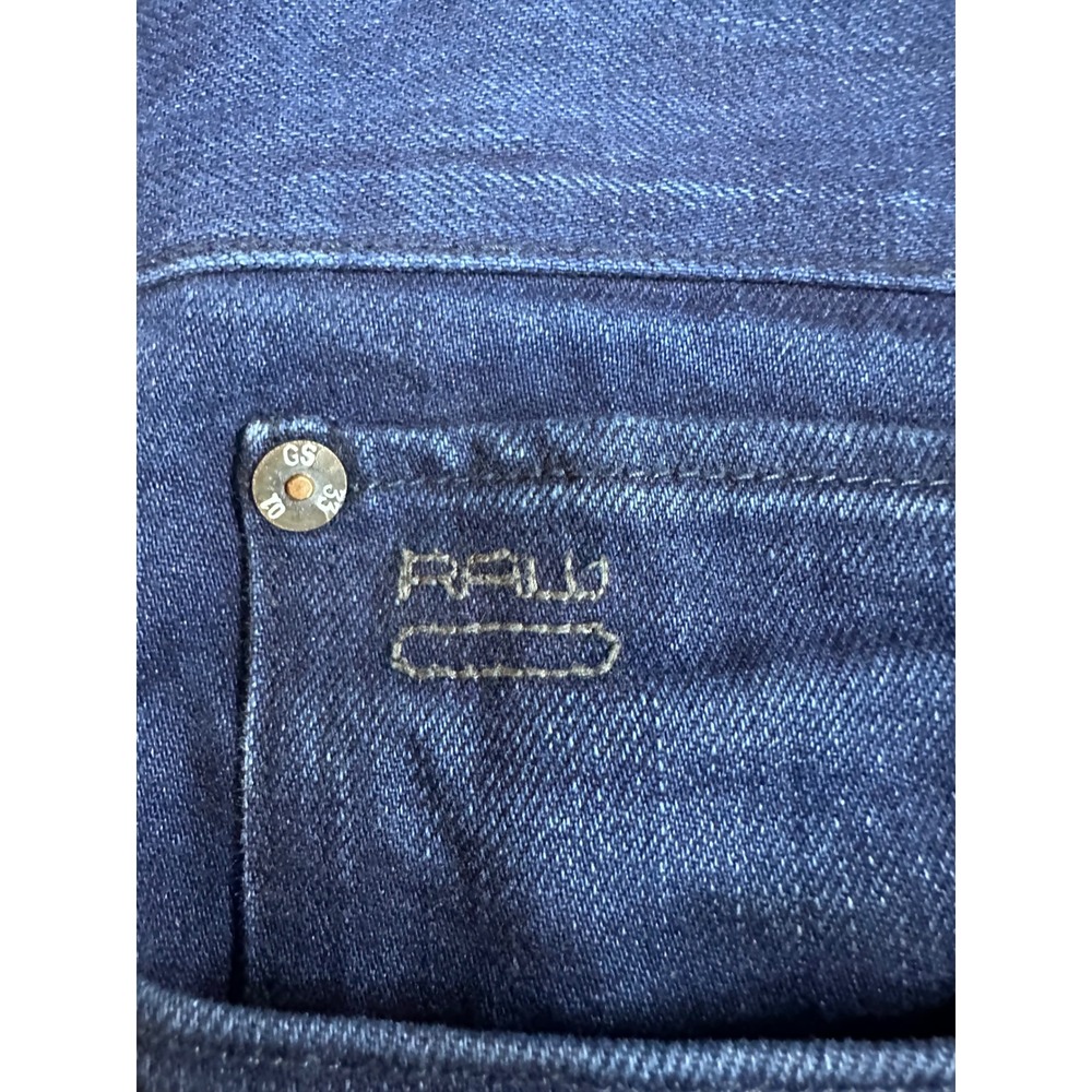G-Star Raw 3301 Straight Leg Jeans Mens 34x32 Dark Indigo Blue Denim Button Fly - Picture 6 of 16